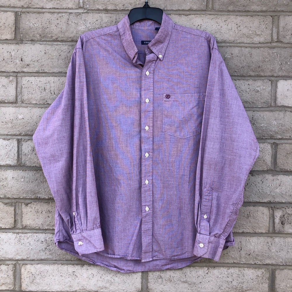 Men's Izod Button Down Long Sleeve Collared Shirt‎